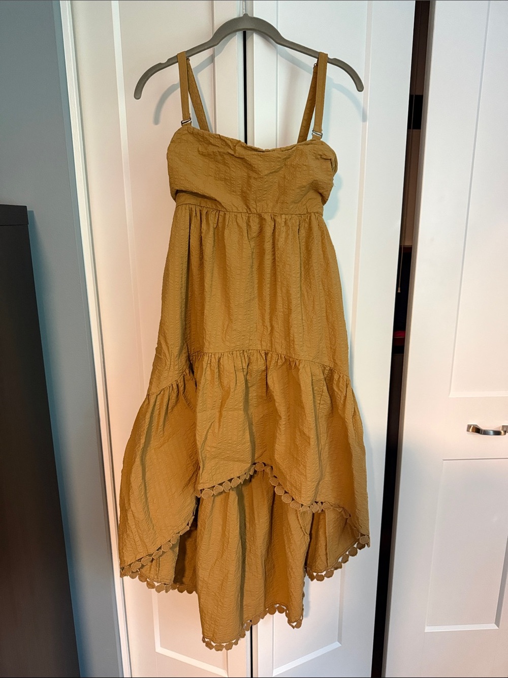 Anthropologie’s Maeve Women’s Mustard Hi-Low Sundress
